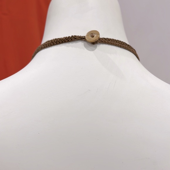 BOHEMIAN HANDMADE NECKLACE, crochet knitting, Macrame Thread & buttons in Brown - Picture 5 of 5